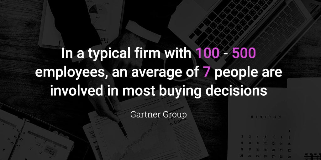 In a typical firm with 100 - 500 employees, an average of 7 people are involved in most buying decisions