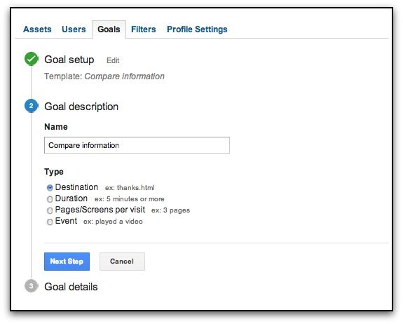 google analytics goal description