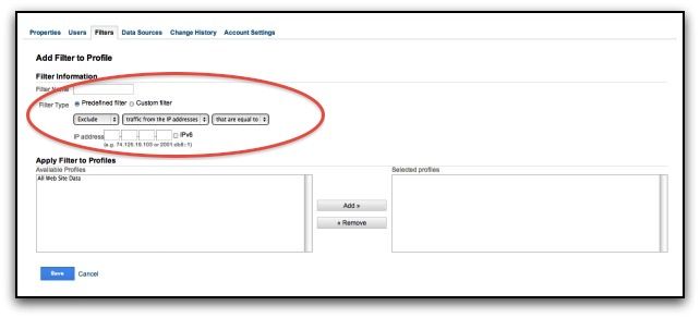 google analytics profile filter