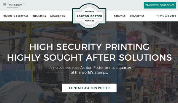 Ashton Potter Homepage Featuring Taglines