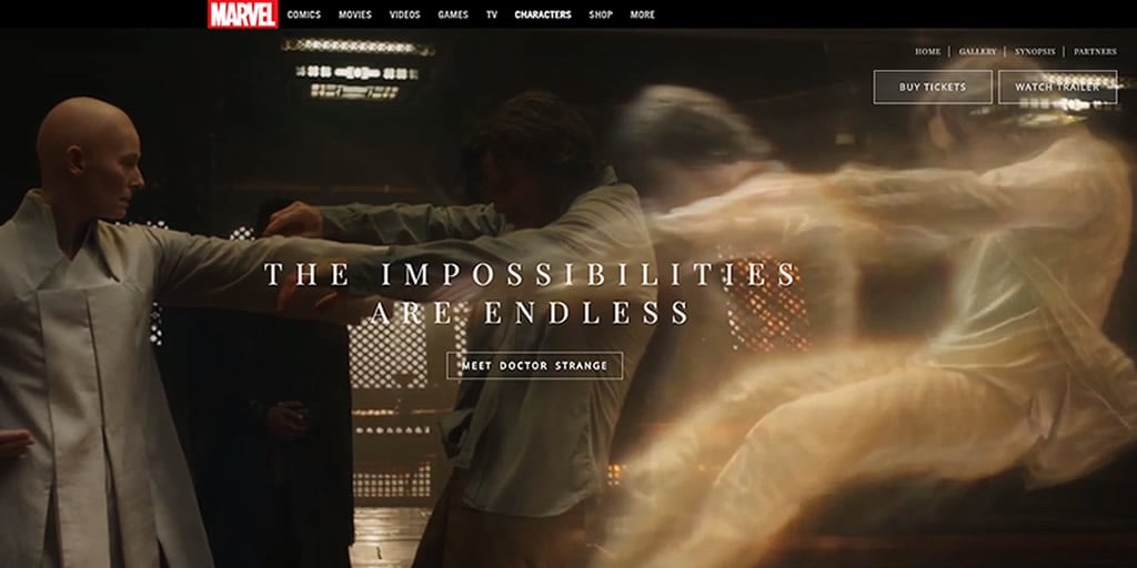 Best Use of Video or Moving Image - Doctor Strange Movie Website