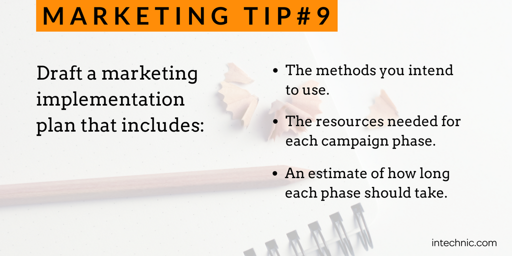 Draft a marketing implementation plan