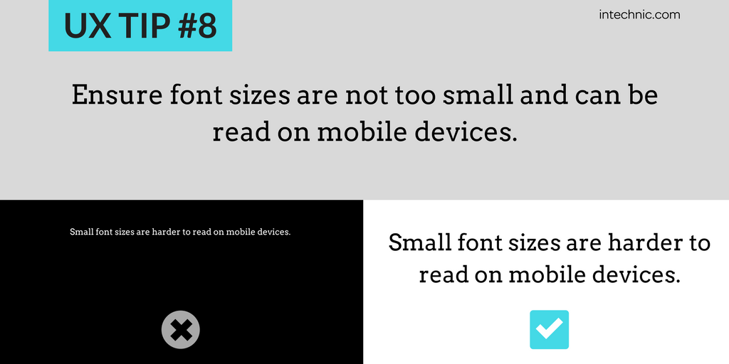 Pastikan ukuran font tidak terlalu kecil dan dapat dibaca di perangkat seluler
