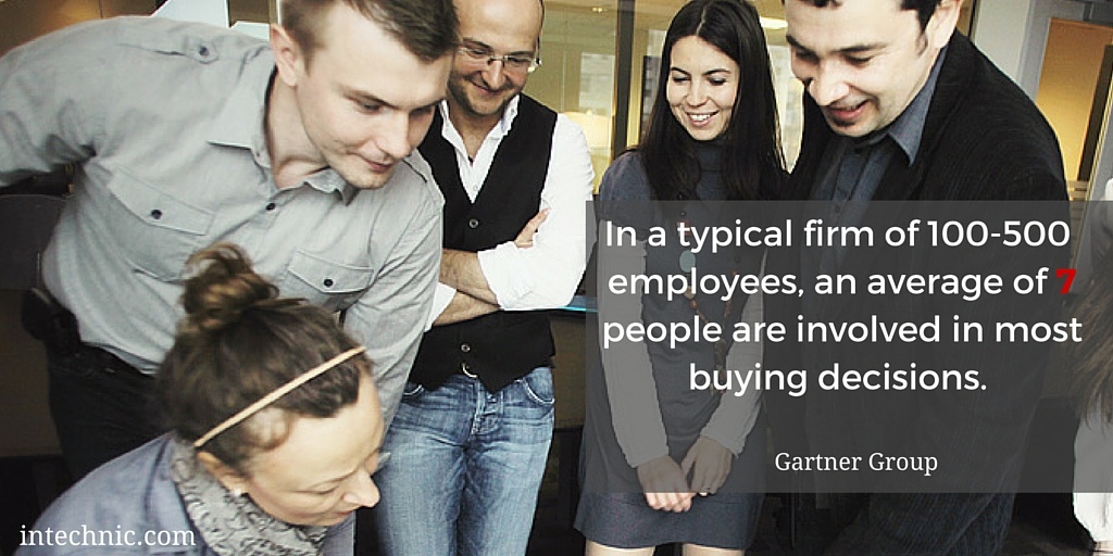 In a typical firm of 100-500 employees, an average of 7 people are involved in most buying decisions In a typical firm of 100-500 employees, an average of 7 people are involved in most buying decisions