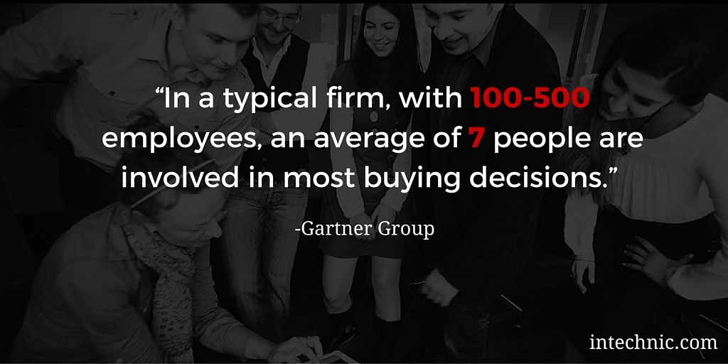 In a typical firm, with 100-500 employees, an average of 7 people are involved in most buying decisions In a typical firm, with 100-500 employees, an average of 7 people are involved in most buying decisions