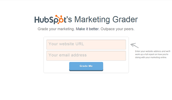 HubSpot Marketing Grader tool for website competitive analysis