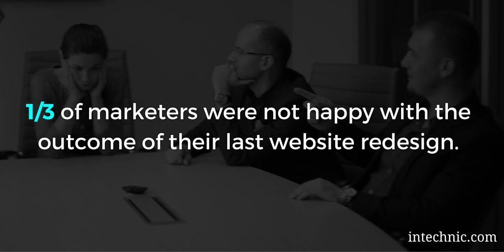 One-thrid of marketers were not happy with the outcome of their last website redesign