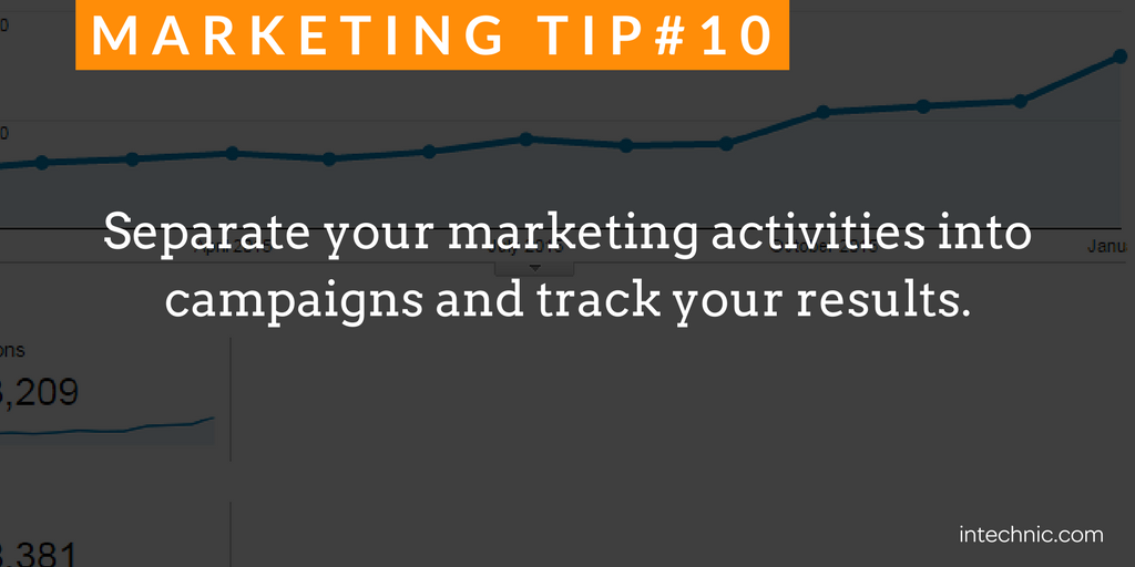 Separate your marketing activities into campaigns and track your results