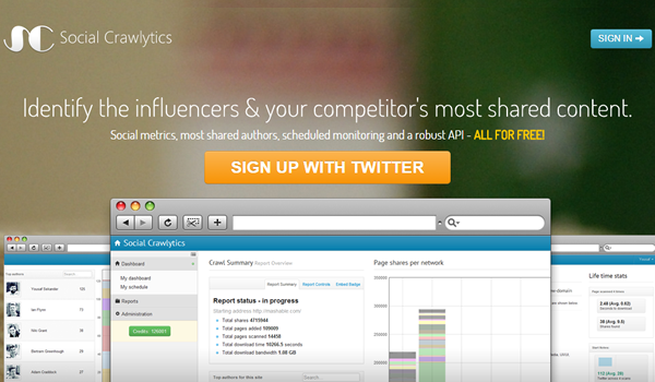 Social Crawlytics tool for website competitive analysis