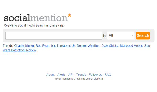 SocialMention tool for website competitive analysis