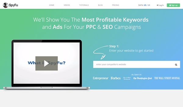 SpyFu tool for website competitive analysis
