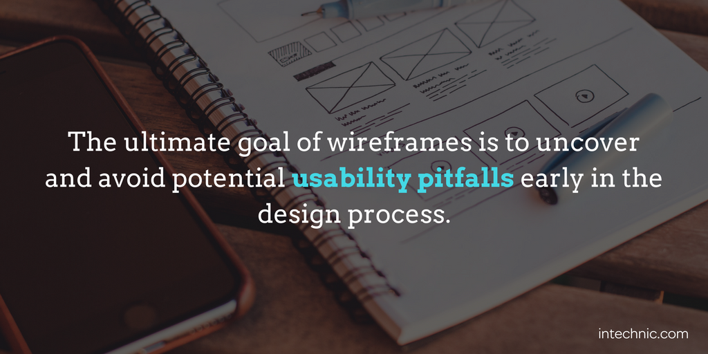 The ultimate goal of wireframes is to uncover and avoid potential usability pitfalls early in the design proce