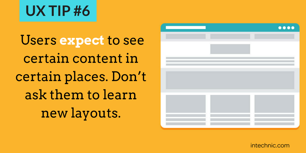 Users expect to see certain content in certain places