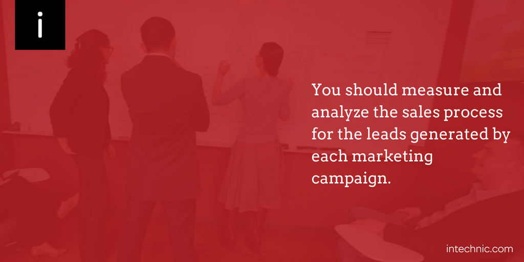 You should measure and analyze the sales process for the leads generated by each marketing campaign