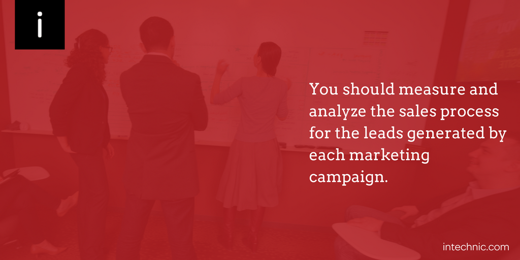 You should measure and analyze the sales process for the leads generated by each marketing campaign You should measure and analyze the sales process for the leads generated by each marketing campaign