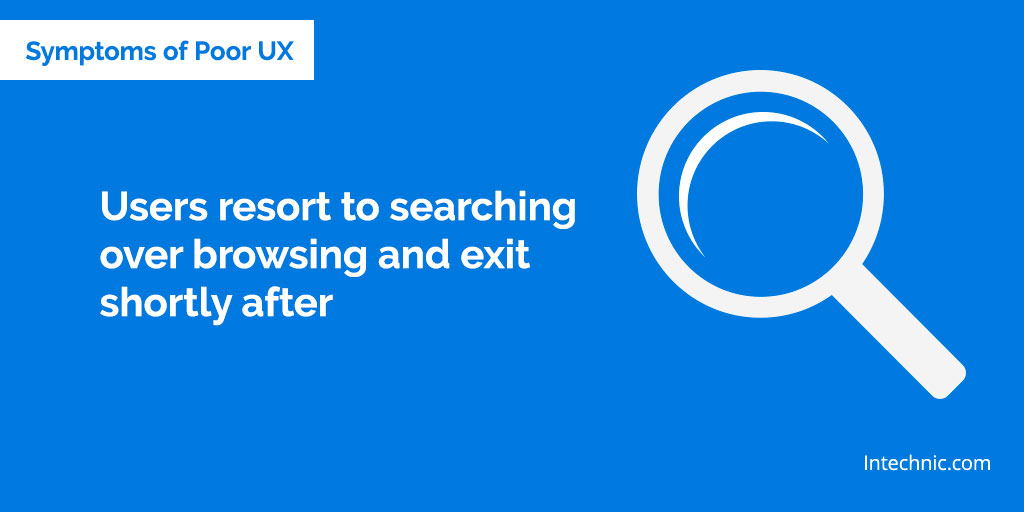 Users resort to searching over browsing and exit shortly after